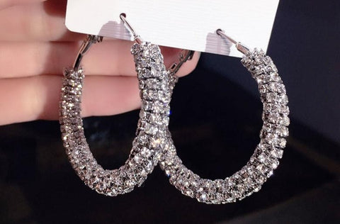 18k Gold Plated Full Diamond Hoop Earring