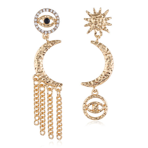 18k Gold Plated Evil Eye Moon Earring