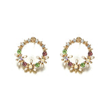 Coloured Ring 18k Gold Plated Stud Earring