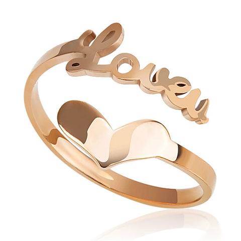 Resizable Rose Gold Plated Love Ring
