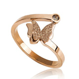 Resizable Rose Gold Butterfly Glitter Gold Plated Ring