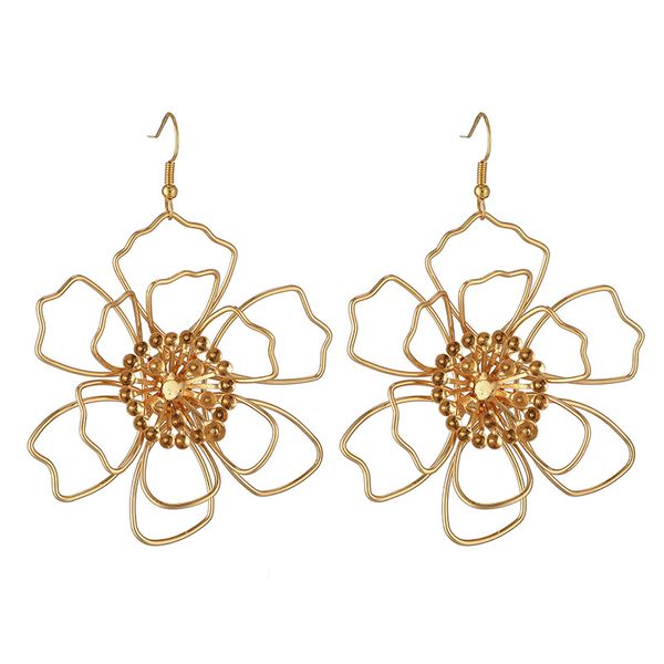 Big Flowered 18k Gold Plated Earring