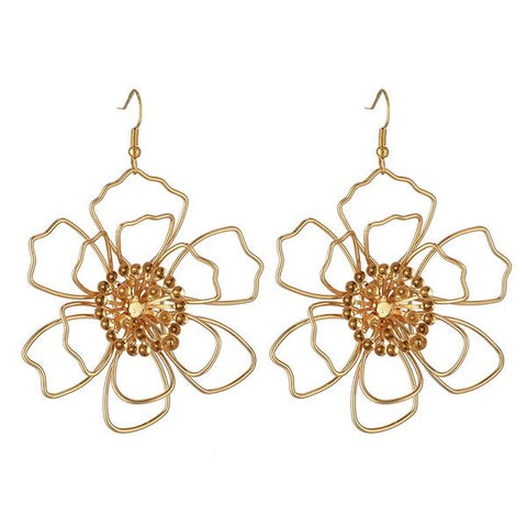 Big Flowered 18k Gold Plated Earring