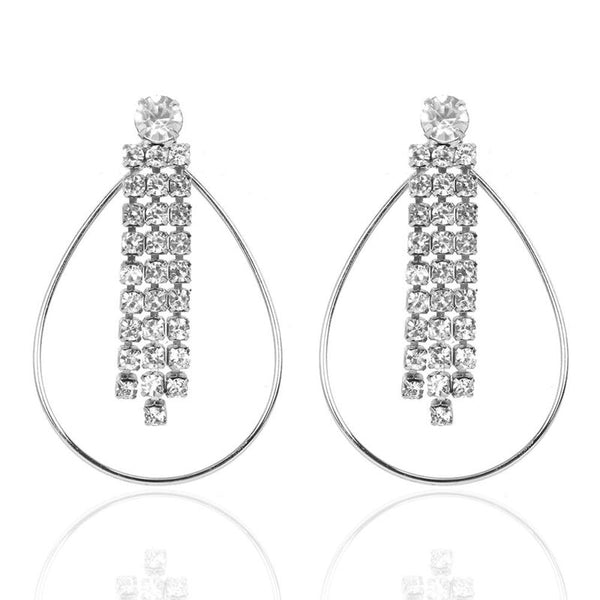 18k Gold Plated Diamond Oval Hollow Earring