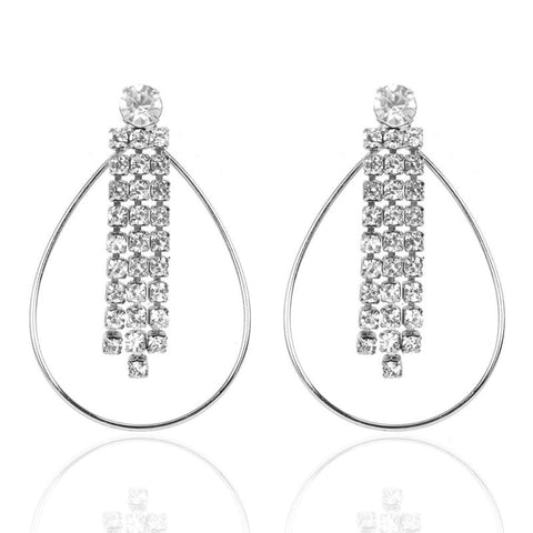 18k Gold Plated Diamond Oval Hollow Earring