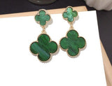 18k Gold Plated Four Leaf Clover Double Earring