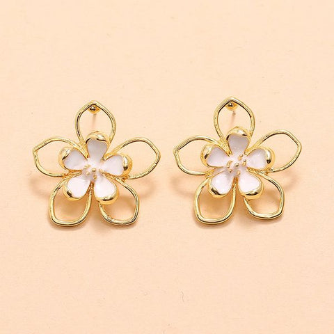 18k Gold Plated Double Flower Stud Earring