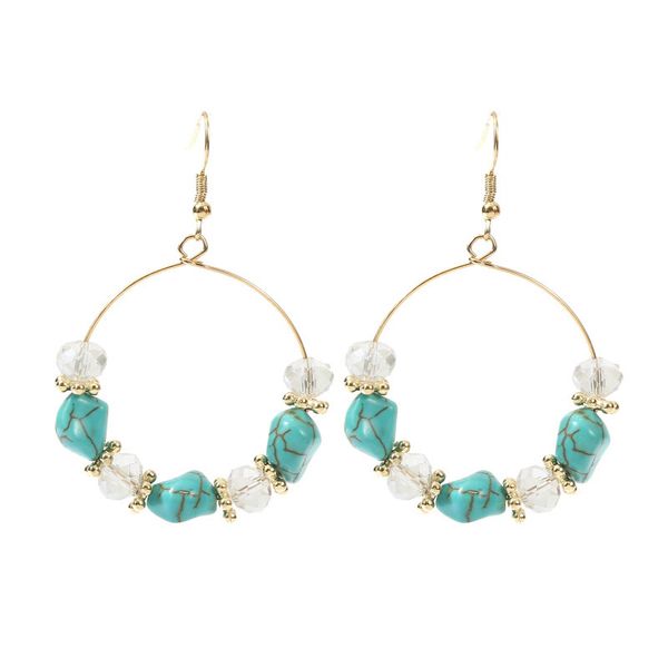 Round Beaded Acrylic Stone Earrings