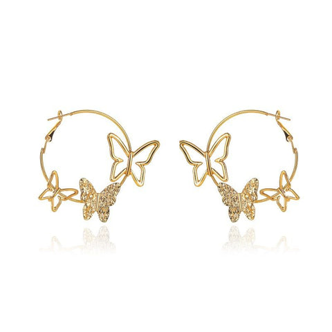 Butterfly 18k Gold Plated Hoop Earring