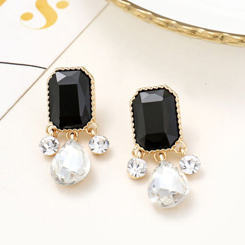 Long Black Crystal Earring