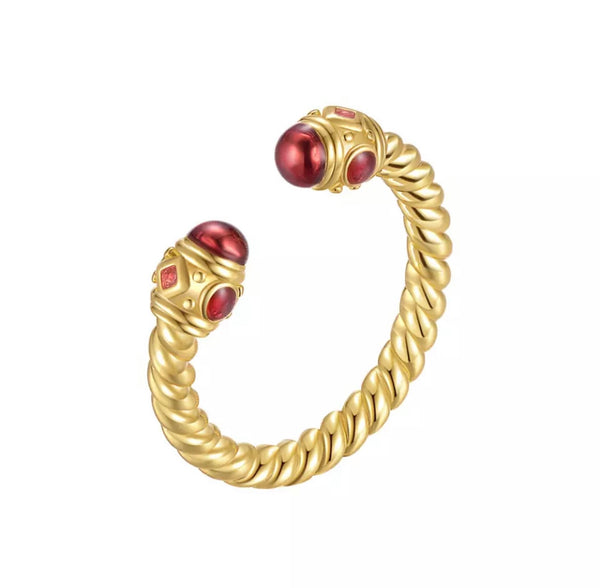 18k Gold Plated Open Ruby Ring