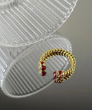 18k Gold Plated Open Ruby Ring
