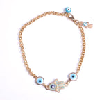Baby Blue Hamsa Evil Eye 18k Gold Plated Bracelet